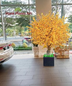 Cây hoa mai giả cao 2m3 trang trí showroom ô tô