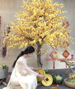 Cây hoa mai giả trang trí ngày tết