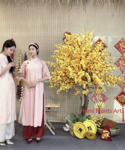 Cây hoa mai giả cao 2m trang trí tết 2026