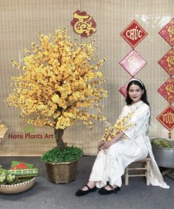 Chậu cây hoa mai giả cao 1m7